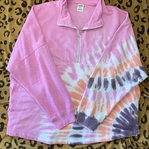 PINK by Victoria’s Secret Tie-Dye Collared Half Zip Sweatshirt